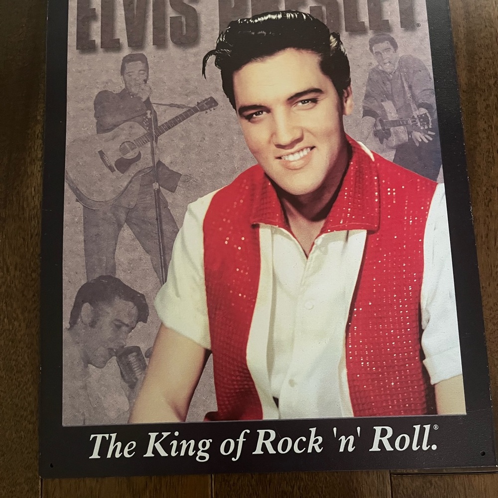 Vintage metalElvis Presley Red and White Music Poster - Iconic Rock 'n' Roll Art